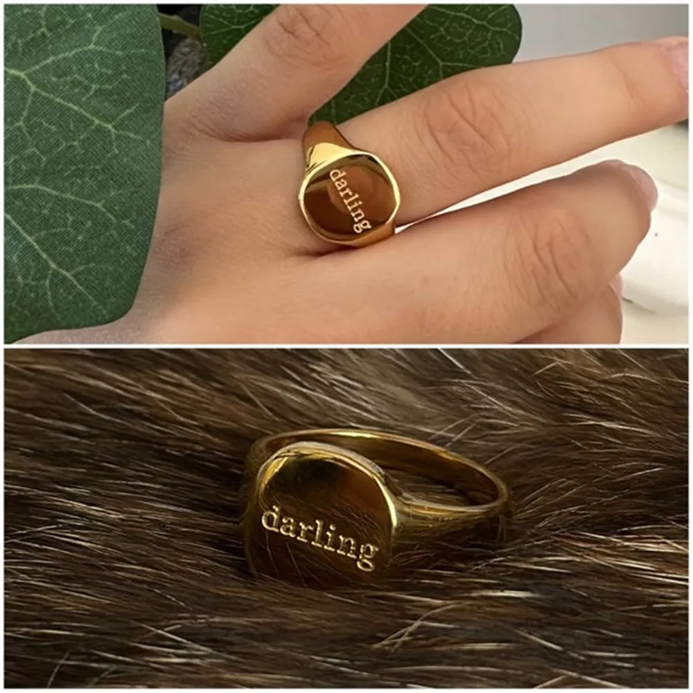 Simple LOVE EACH OTHER MORE Loved BREATHE Text Ring Stainless Steel Vintage Jewellery Bague Gold Plated Statement Rings