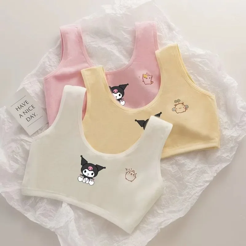 Sweet Kuromi Anime Kawaii  Fashion Underwear Vest Cute Cartoon Sanrio Ins Girly Heart Shirt Clothing Lovely Gifts for Girls