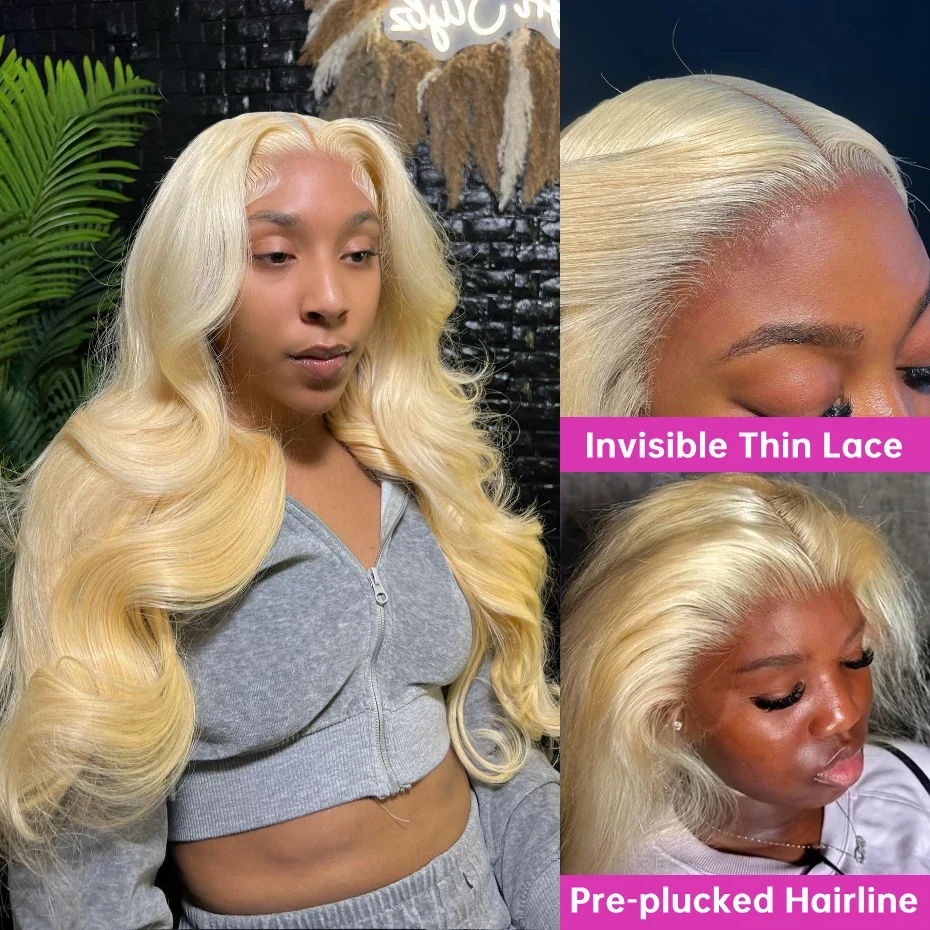 Transparent Lace Front Wig 613 Blonde Body Wave13x4 13x6 360 Lace Frontal Wigs 180 200 220 Density Brazilian Human Hair Wig Pre Plucked Brazilian Remy Hair Wigs