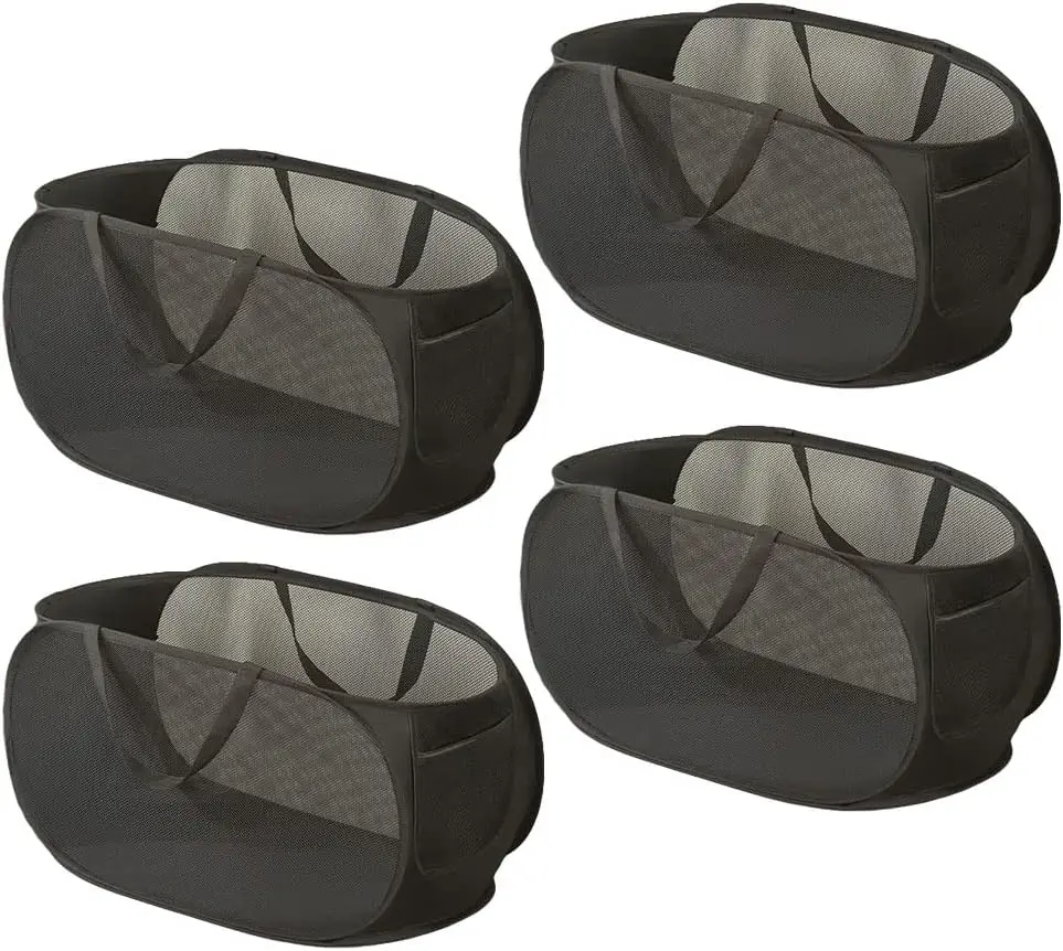 

4 Pcs Mesh Popup Laundry Hamper, Opening Laundry Basket,Popup Laundry Basket with Durable Handles