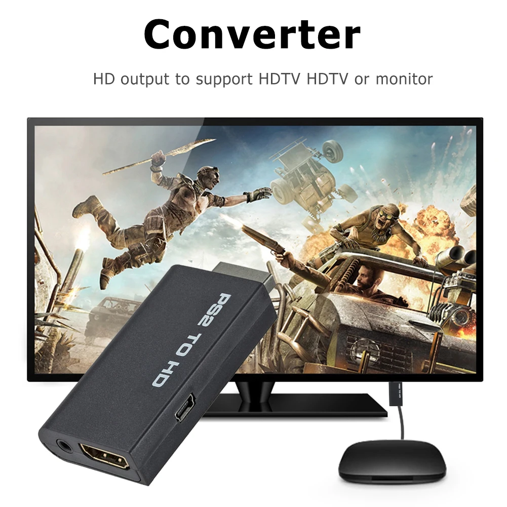 Convertidor compatible con PS2 a HDMI, adaptador de interfaz de transmisión de conversión de vídeo Full HD, consola de juegos a proyector de TV HD