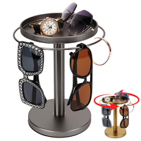 360° Rotating Sunglasses Organizer Stainless Steel Glasses Jewelry Storage Holder Stand Detachable Glasses Display With Tray