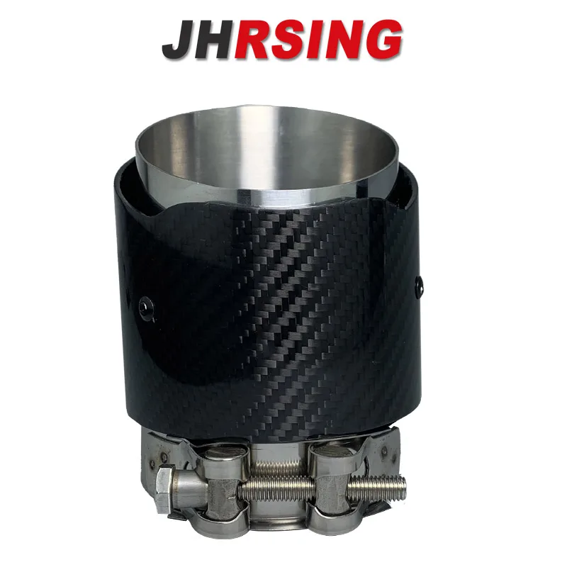 Universeller Auspuff-Endrohr aus 3K Echtcarbon, 89mm Einlass, 101mm Auslass, matt/glänzend schwarz, Auspuff-Schalldämpfer für Autos