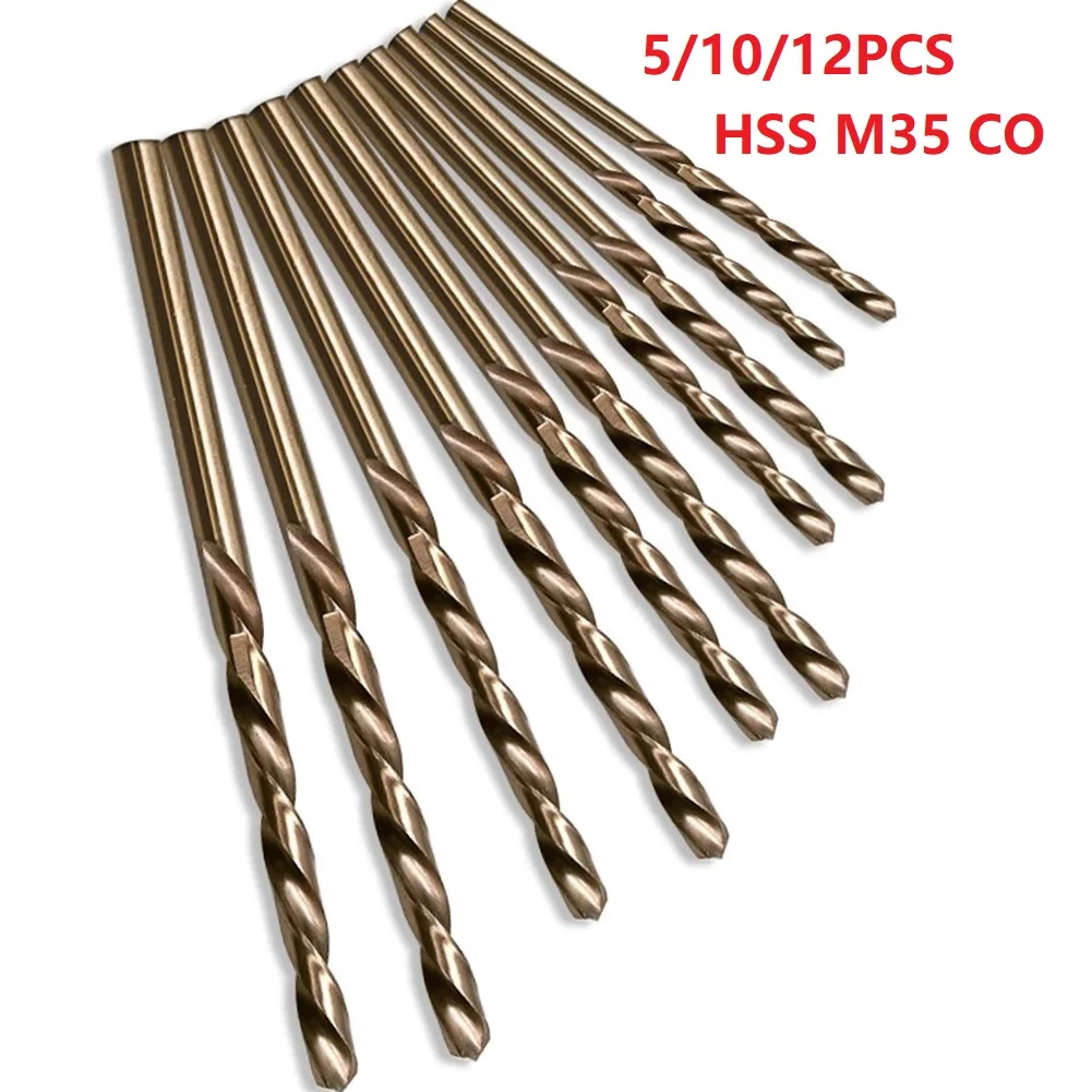 

5/10pcs Titanium Coated Cobalt Drill-Bits HSS High-Speed Steel Drill Bits Set Hole Cutter Power Tools For Metal Stainless Steel