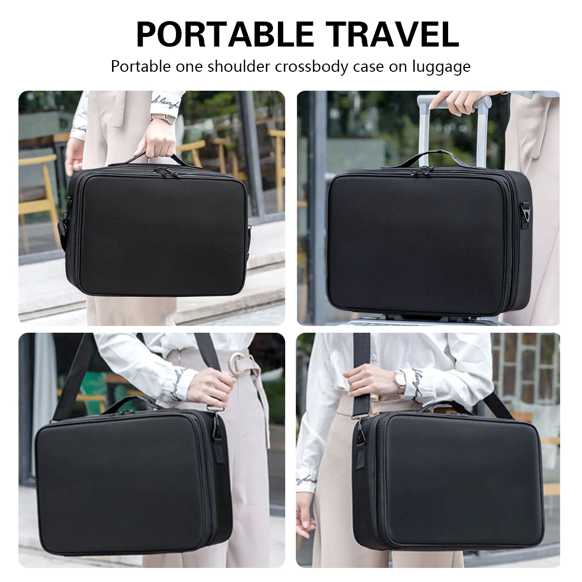 Woman Makeup Box Tools Bag Scissor Comb Hair Salon Large Capacity Storage Pouch Haircut Hand Box Case Suitcase Organizer