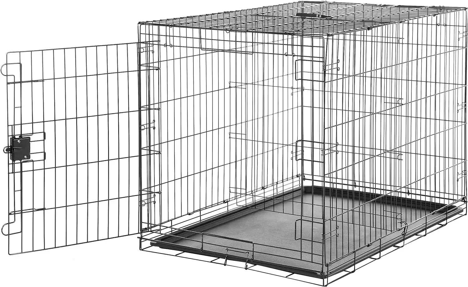 

Durable, Foldable Metal Wire Dog Crate with Tray, Single Door, 42 x 28 x 30 Inches, Black