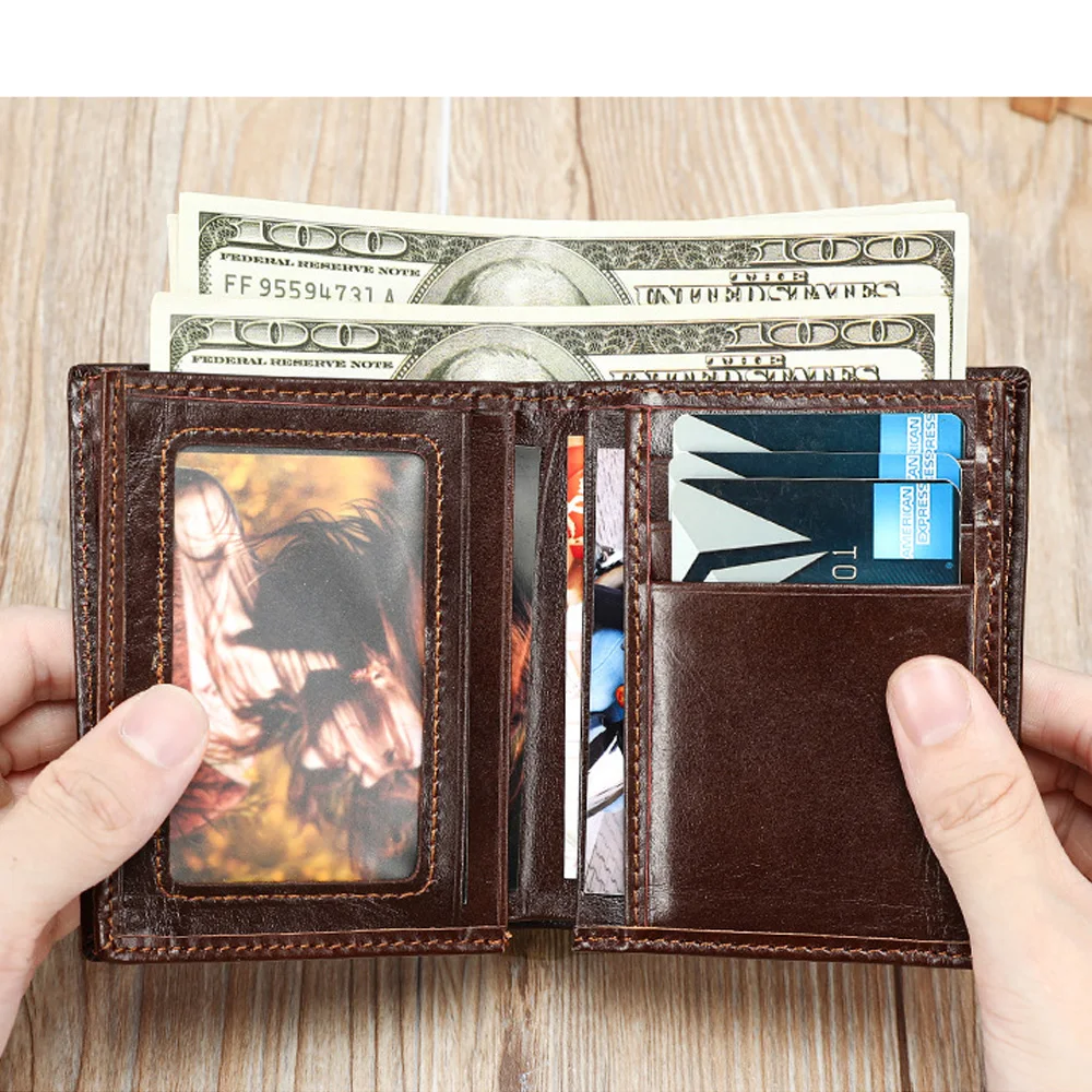 محافظ جلدية كلاسيكية للرجال مع 2 جيب نقدي حامل بطاقة المال كليب سليم الذكور محفظة حقيبة المحفظة الرجالية #4