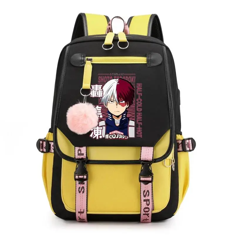 Nieuwe Anime tienermode casual Todoroki Shoto rugzak USB-rugzakken van hoge kwaliteit