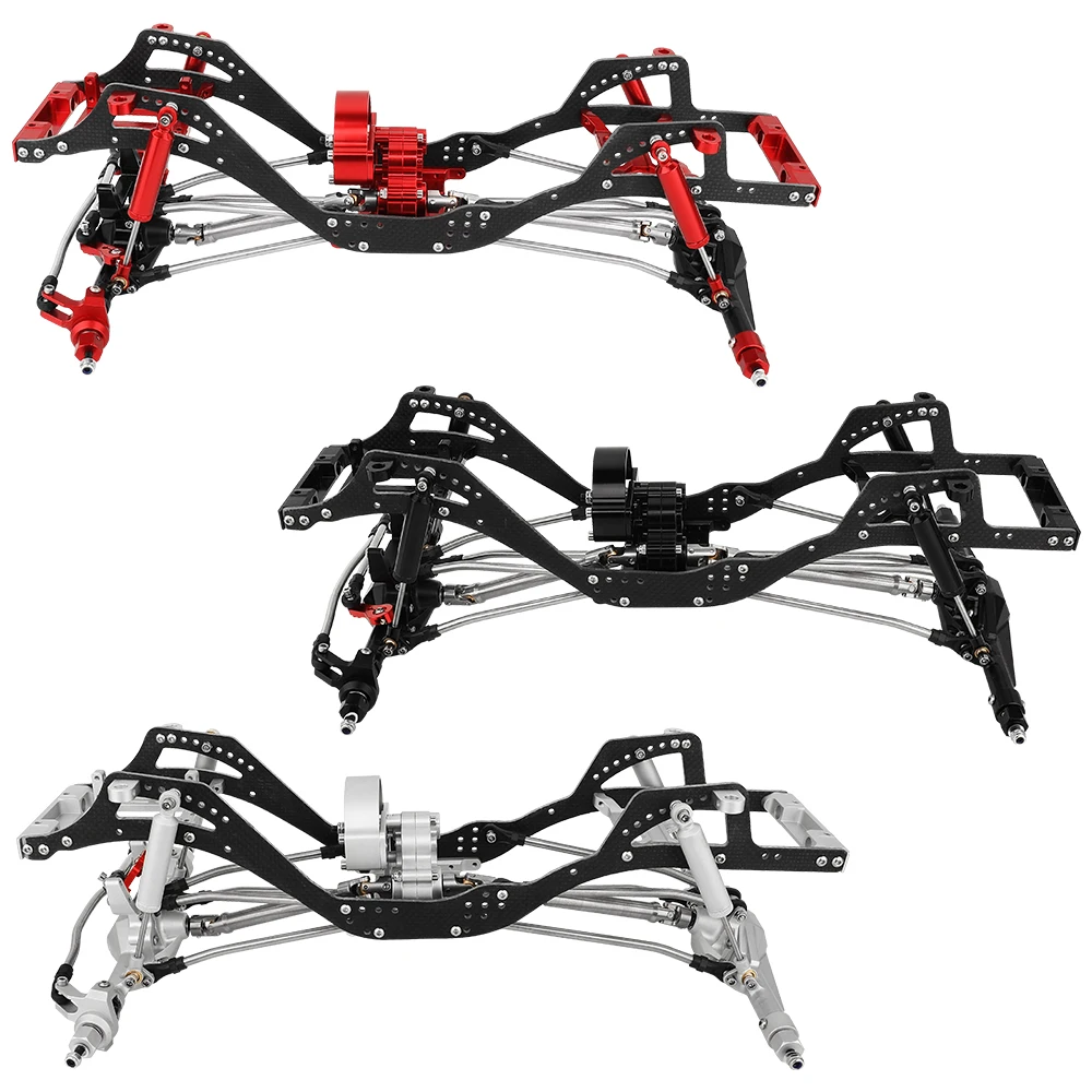 CNC Metal High‑Clearance Chassis Frame DIY Upgrade Kit for 1/10 SCX10 4x4 RC Crawler, Improved Ground Clearance Off‑Road Perf