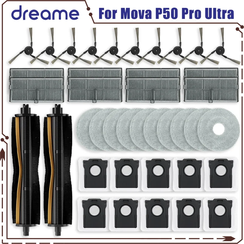 

Compatible for Mova P50 Pro Ultra, Mova P10 Pro Ultra, MOVA P10 Ultra Accessories Tricut Brush Hepa Filter Mop Cloth Dust Bag