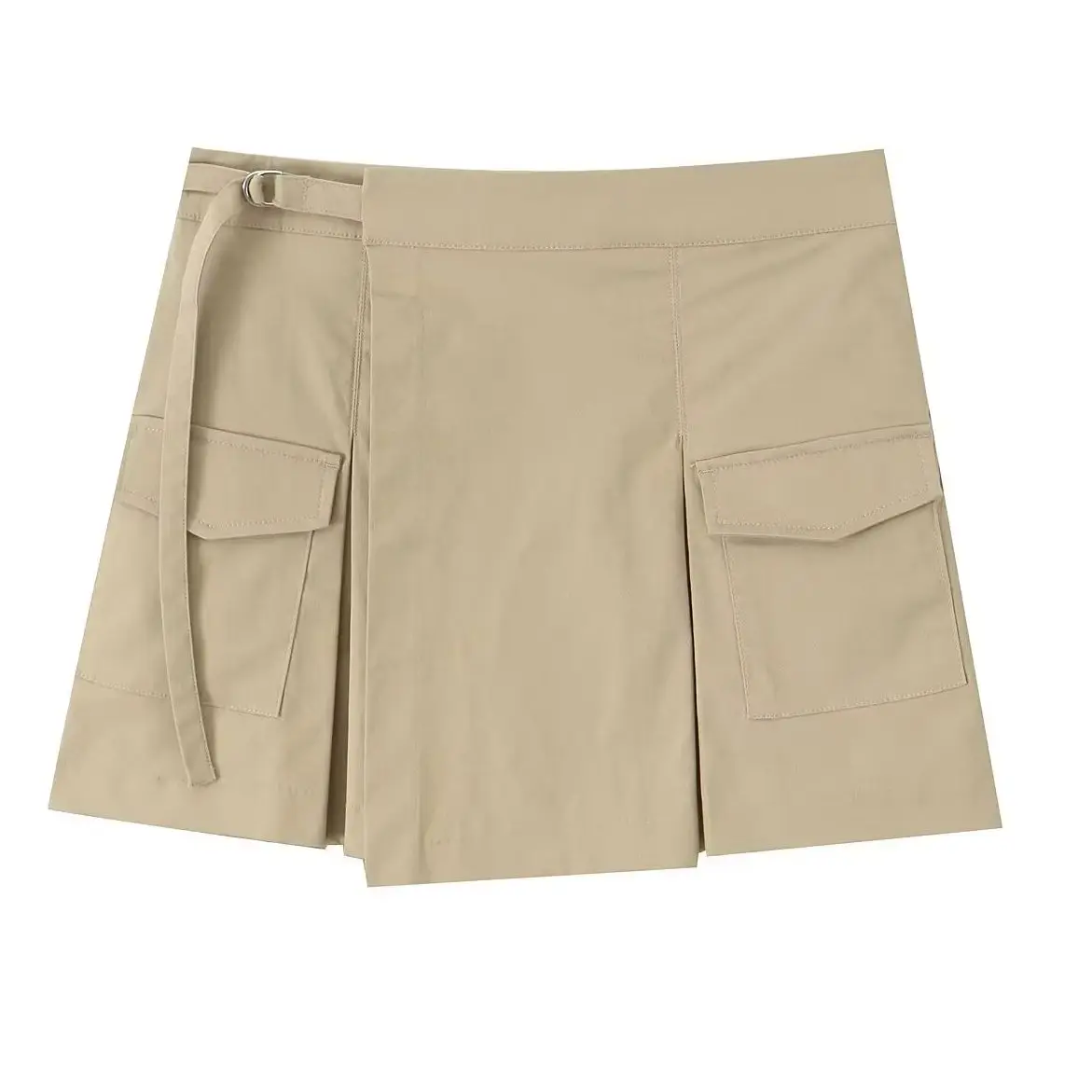 KONDALA Sexy Chic Elegant Khaki Mujer Skirt Fashion 2025 Summer Streetwear A-Line Club Sheath Y2K Pleated Women Pleated Skirt