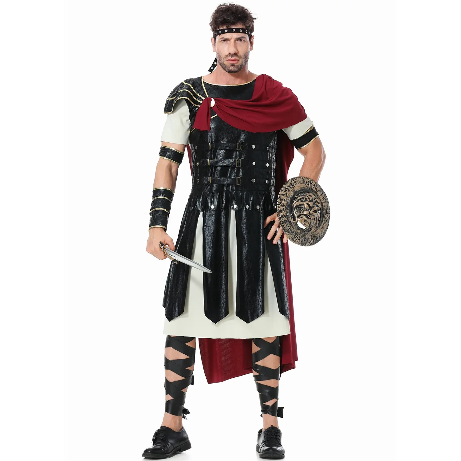 Halloween Ancient Roman Spartan Gladiator Cosplay Traje para Mulheres e Homens, Ancient Warrior Knight, Stage Show Outfit