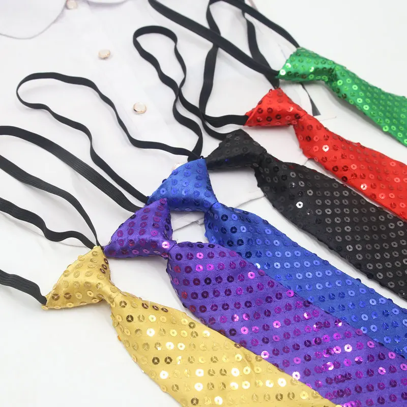 Shiny Bow Tie Women Men Neckties Festival Dance Show Christmas Sequins Tie Child Student Bowknot Colorful Party Accessories