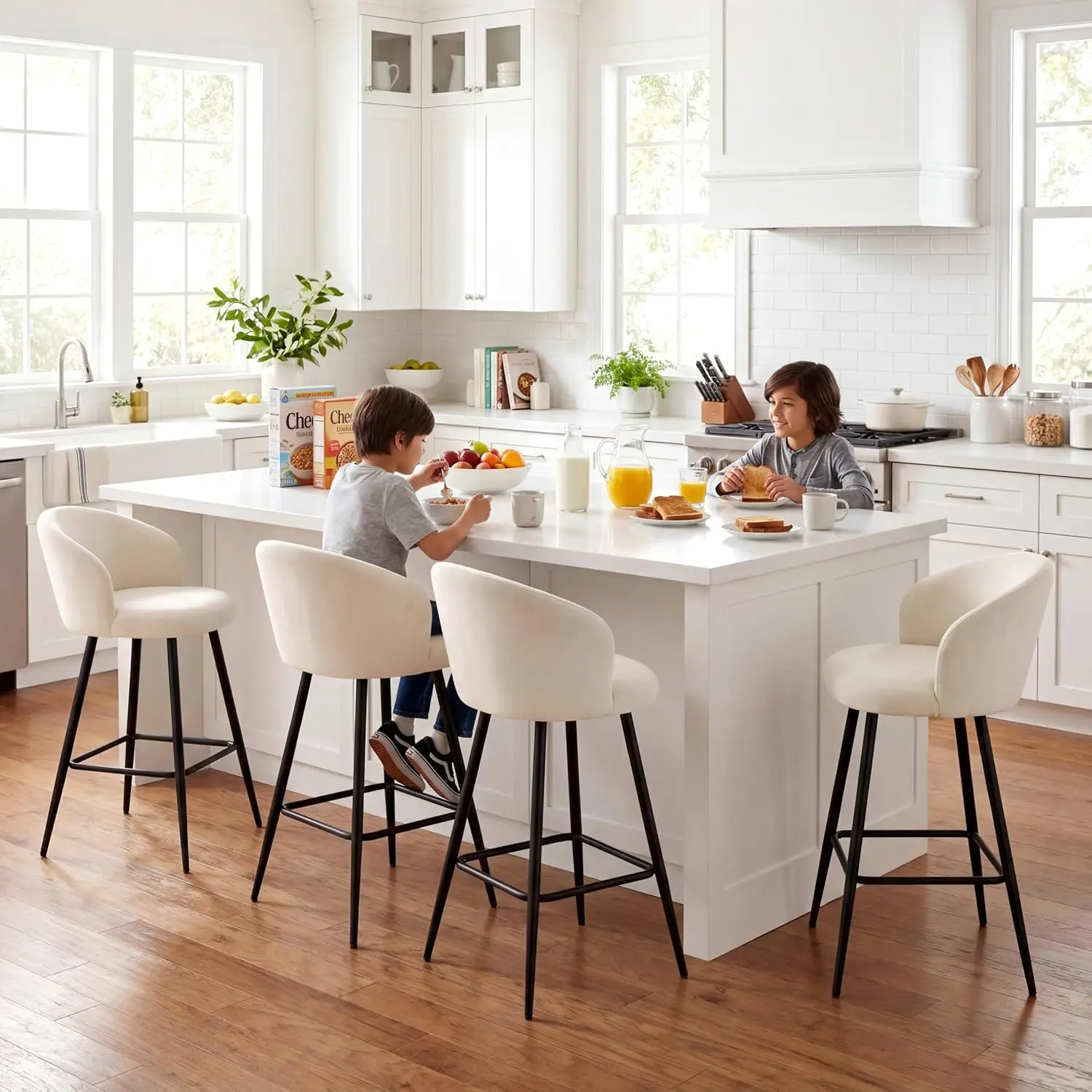 Velvet Bar Stools Set of 4, 30
