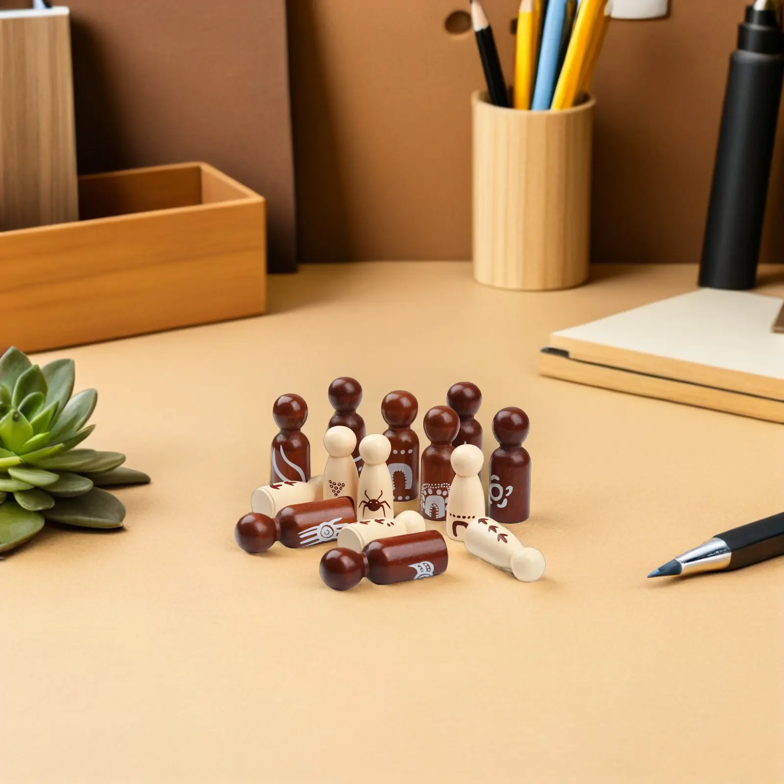 

14Pcs Montessori Wooden Peg Unfinished Paintable Blank Figures for Kids Cognitive Development Artistic Creativity Educational