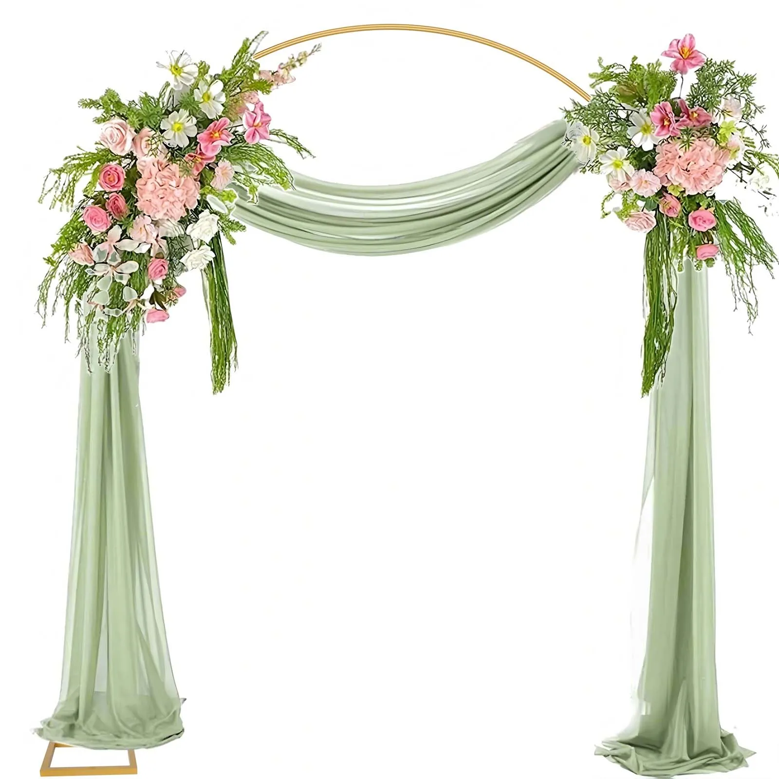 Support d'arche rond en métal doré, 2,1 x 2,4 m, cadre de toile de fond circulaire réutilisable, arche à ballons de mariage antirouille, montage facile