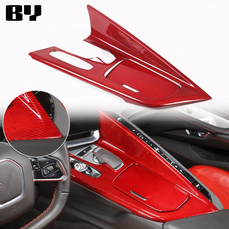 

For Corvette C8 Coupe Z51 2020-2022 Real Carbon Fiber Car Gear Shift Panel Frame Cover Sticker Trim Auto Accessories