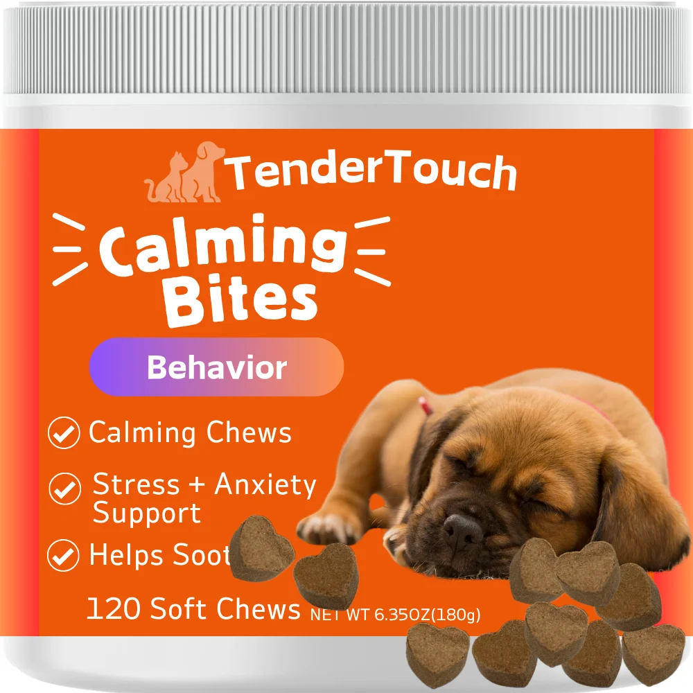 120 masticables - 1 paquete (1 x 180 g/6,35 oz) 180 g/6,35 oz - TenderTouch Calmante para perros - Ayuda la ansiedad natural del perro para el estrés diario
