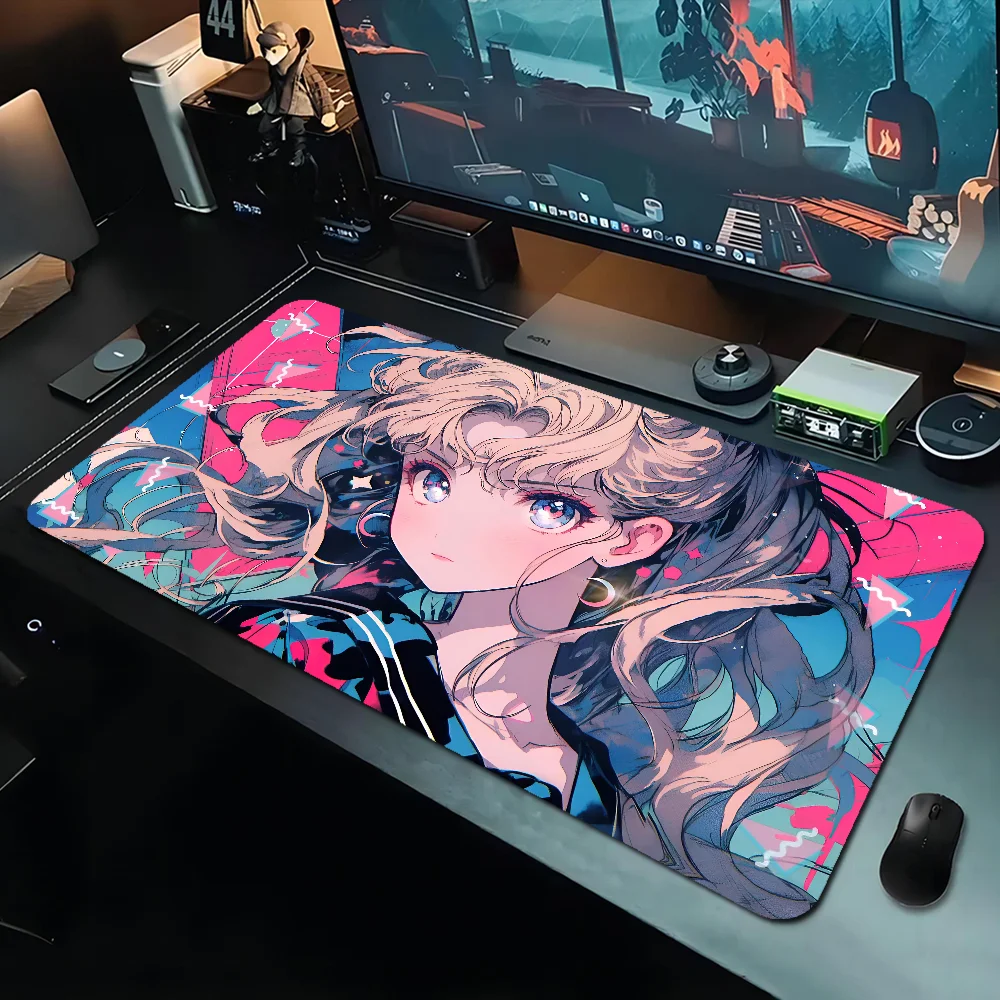 S-Sailor Girl M-Moon Mousepad Boy Pad Natural Rubber Gaming mousepad Desk Mat Size for Gameing World of tanks CS GO Zelda