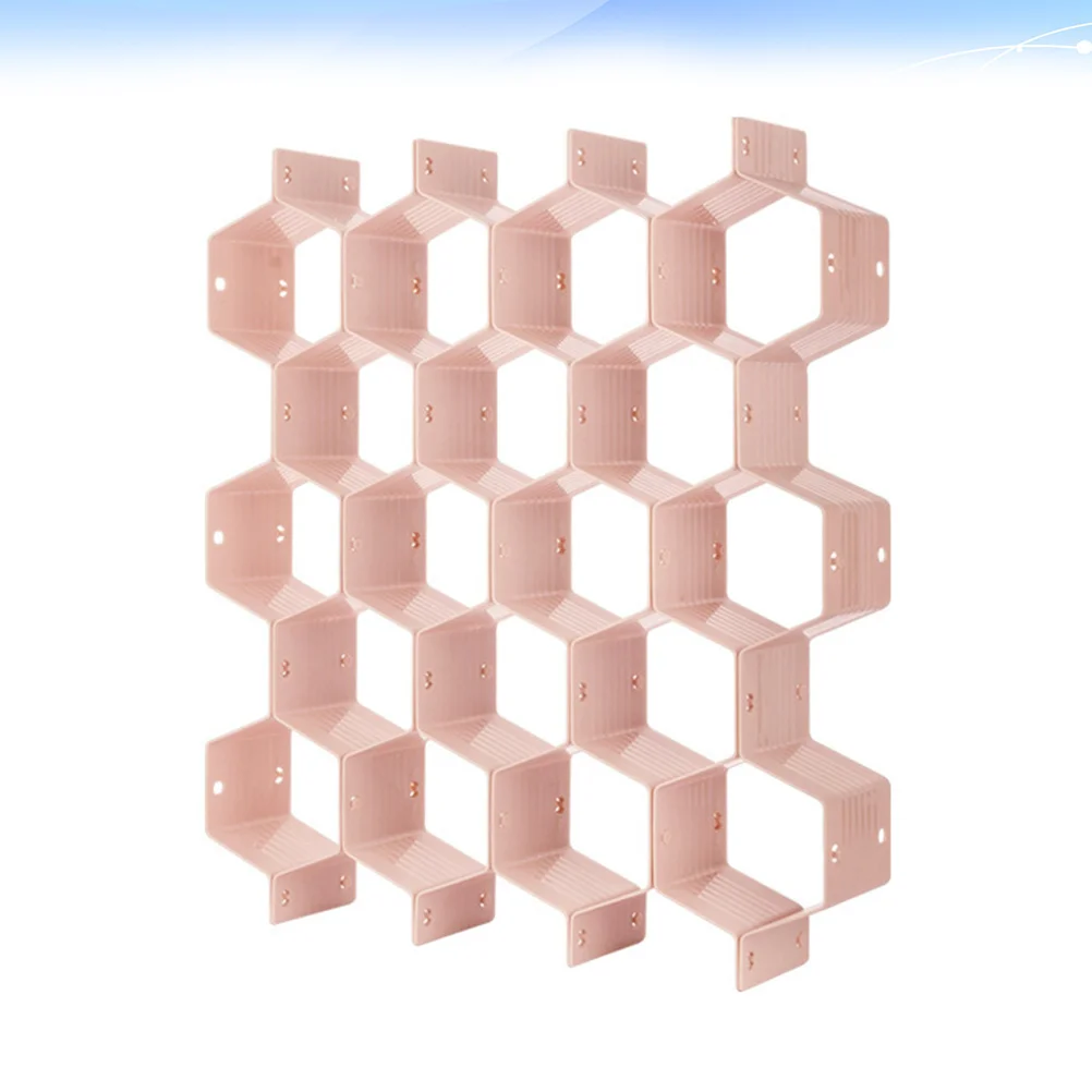 Honeycomb Style Plastic Drawer Divider Storage Box Pink Large Grid Closet Organizer Free Combination Pad for Underwear Socks