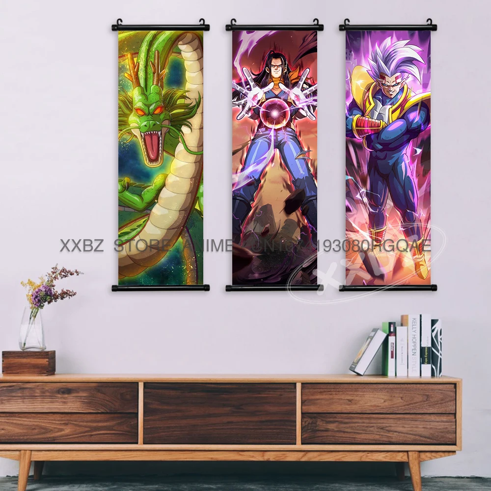 Dragon Ball Scrolls Picture Wall Art Goku Saiyan  Hanging Painting Canvas Anime Poster Hot Blooded Home Decor Kawaii Kids Room