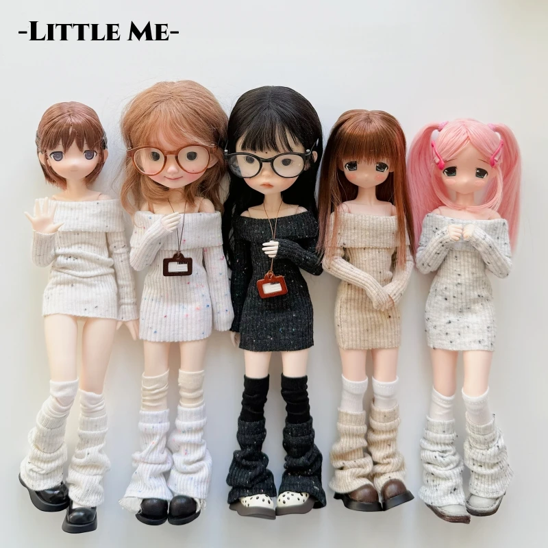 

Blythe Fashion OB24 Doll Outfit Knit Off Shoulder Mini Dress Socks Set For Azone OB22 1/6 Scale Dolls Dress Up Clothing Gift