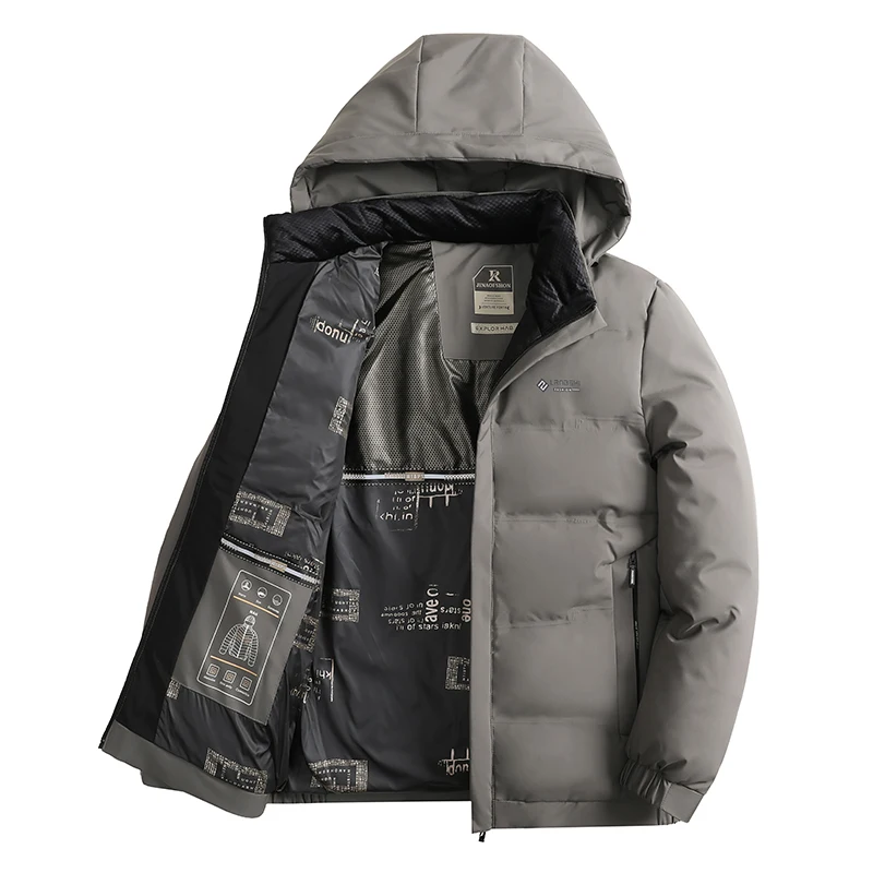 

Thick Overheating Cotton Wadded Parkas New Business Parkas Men's Detachable Cap Jacket Winter Windproof Casual Jacket