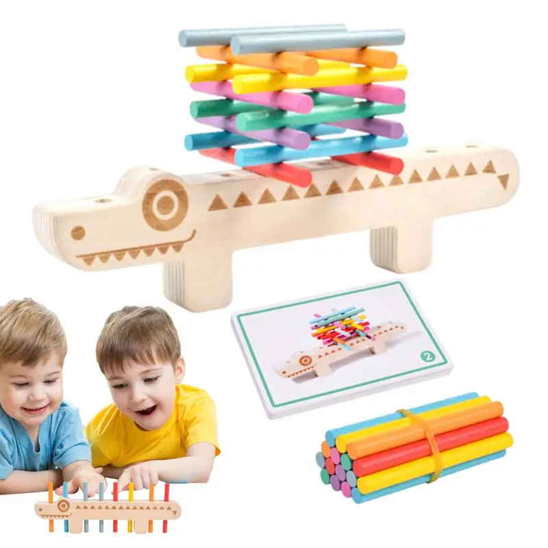 

Color Matching Sticks Crocodile Design Wooden Sticks Game Fine Motor Skills & Color Sorting Toys Stacking Block Toy 55