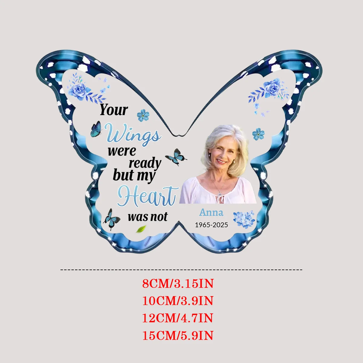 Custom Butterfly Shaped Memorial Acrylic Plaque, Personalized Photo Name Date Bereavement Sign, Sympathy Remembrance Gift Tablet view 2