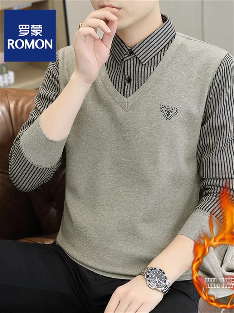 

Мужской утепленный вязаный свитер с длинным рукавом на флисовой подкладке, зимний базовый слой, повседневная одежда, полиэстер