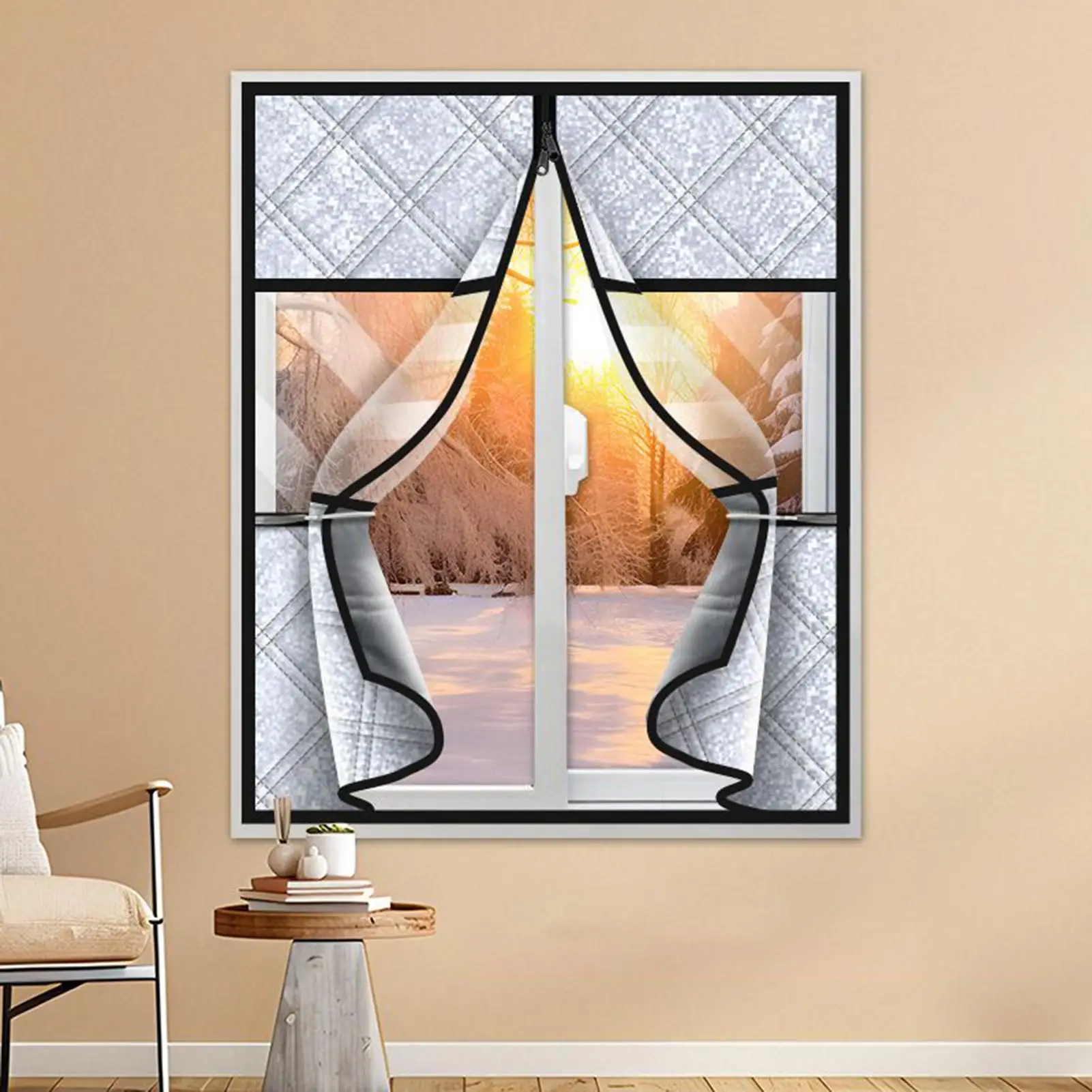 

Insulated Window Cover Cold Weather No-Drill Window Blankets Insulated for Winter for Apartment Dorm Bedroom Bathroom Rental