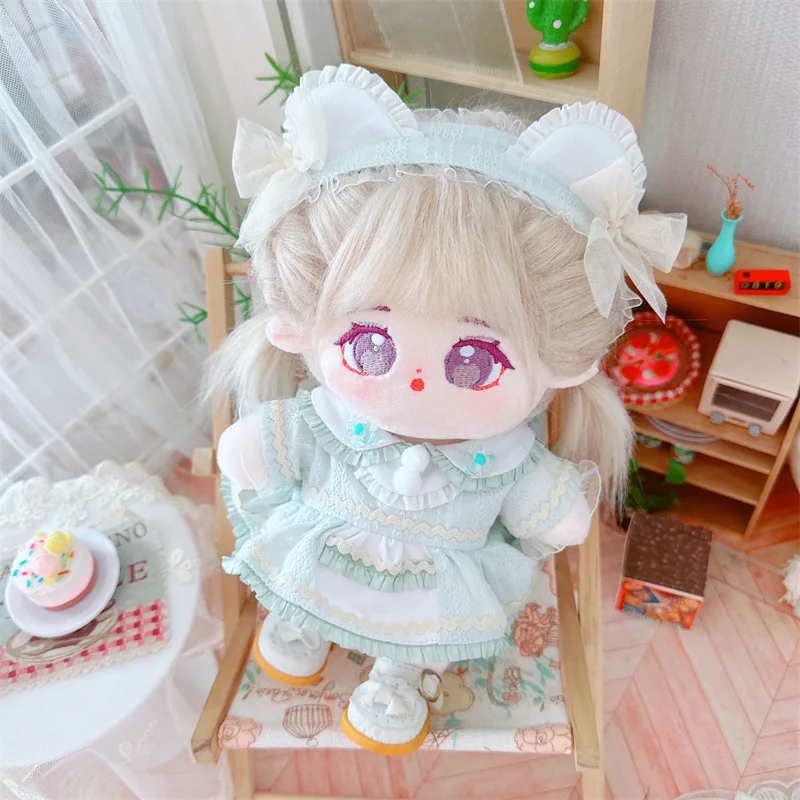 20cm Blue Skirt Idol Doll Kawaii Bow Hair Band Plush Cotton Star Doll Stuffed Baby Plushies No Attributes Soft Dolls Toys Gifts