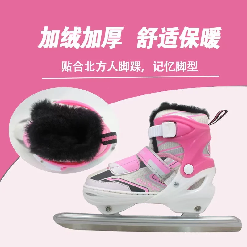 

Thicken Adult Adjustable Retractable Size Ice Skates Hockey Shoes Unisex Ice Blade Skate Shoes Real Speed Skating Patines