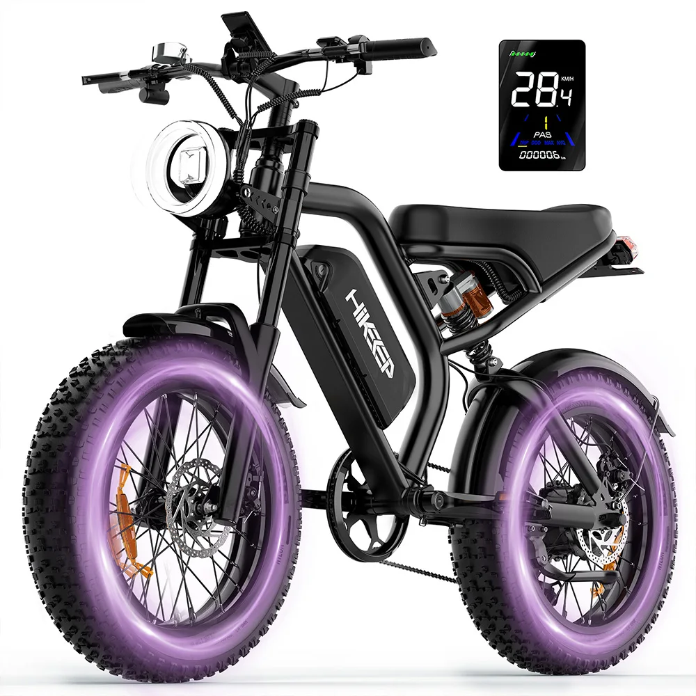 Bicycle Electric Bicycle Fatbike 7 Speed E-bike 500W City Hybrid Bicycle Off Road Ebike Vintage Hikeep Electric Bike