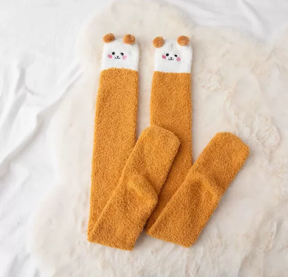 اليابانية موري فتاة الحيوان النمذجة جوارب طويلة مخطط لطيف ضغط الخريف الشتاء الدافئة جورب النوم دافئ طويل الفخذ العليا الجوارب