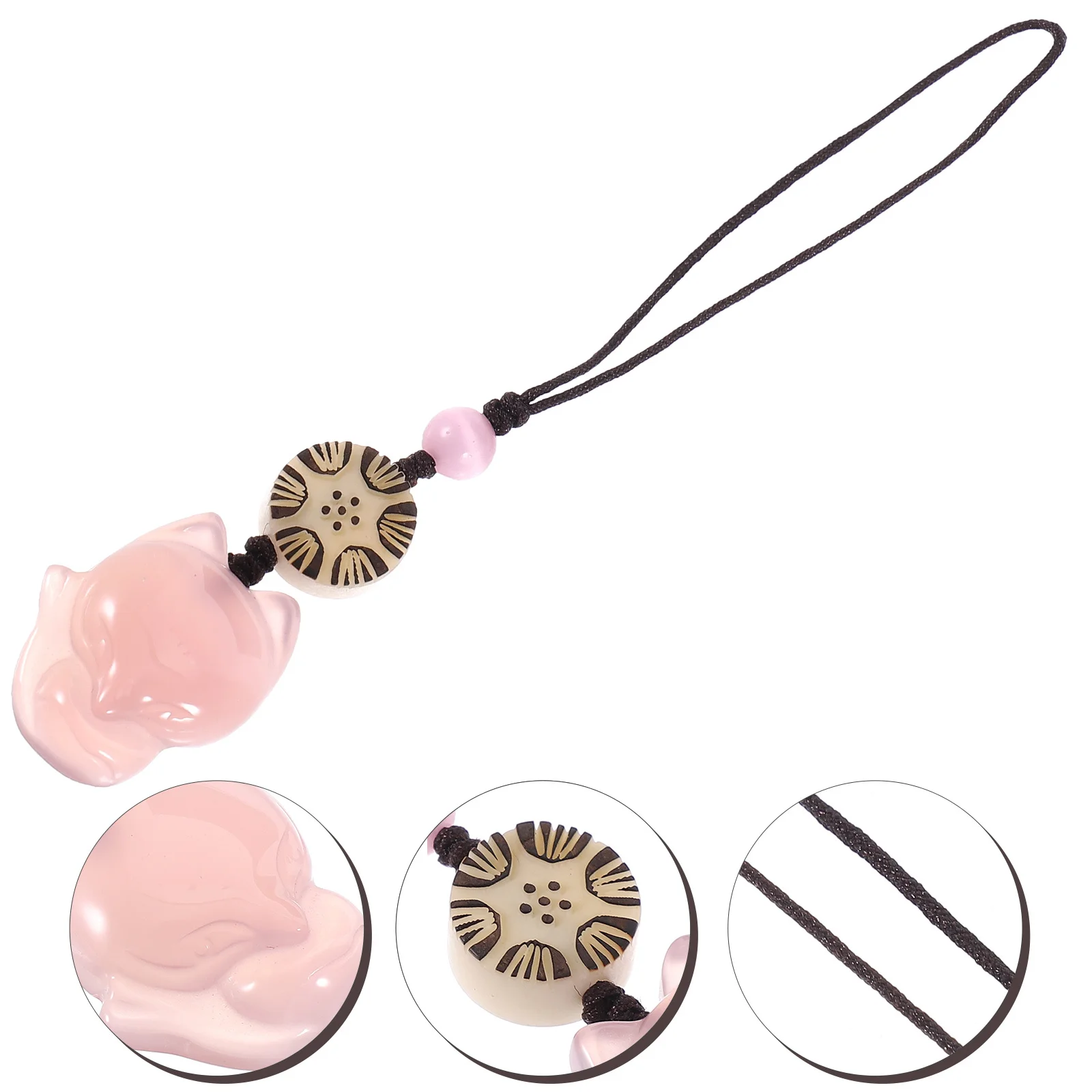 

1Pcs Phone Chain Pendant Pink Natural Chalcedony Cartoon Keychain Pendant for Women Bag Decor Cellphone Hanging Charm Small Gift