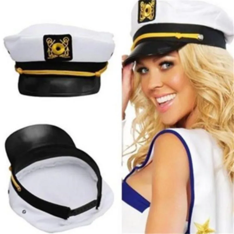

Yacht Captain Hat Adjustable Decorative White Hat Skipper Adult Unisex Event & Party Fancy Dress Supplies Sailor Captain Costume