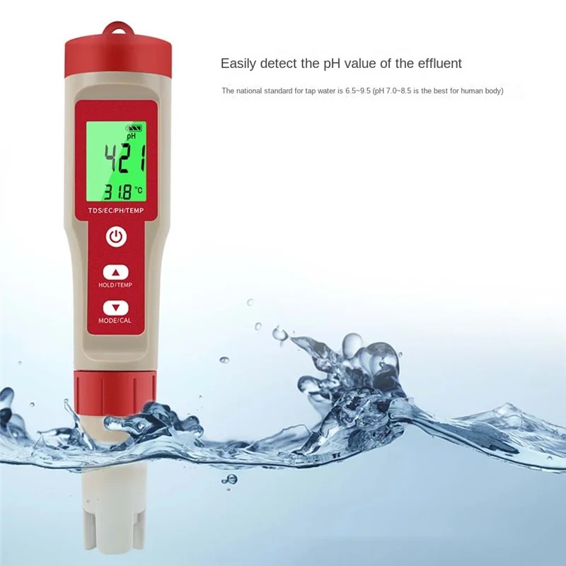 4-In-1 Digital PH Meter with PH/TDS/EC/Temp Function for Hydroponics,For Nutrients Growing, Indoor Garden,Brewing, Pool,