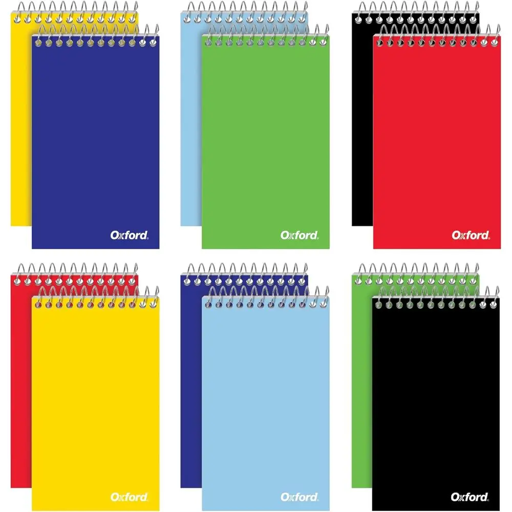 

3x5 Inch College Ruled Spiral Notebooks, 6 Color Options, 75 Sheets, 12 Pack