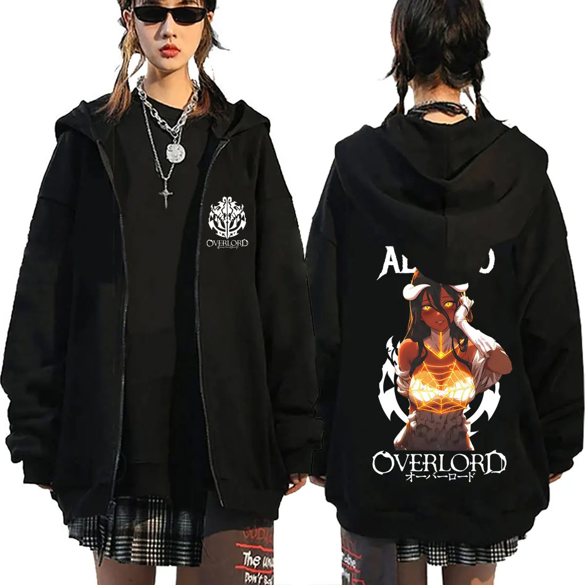 

Anime Overlord Albedo Zipper Hoodie Men Women Casual Retro Cotton Zip Up Jacket Male Manga Harajuku Zip Up Sweatshirt Streetwear