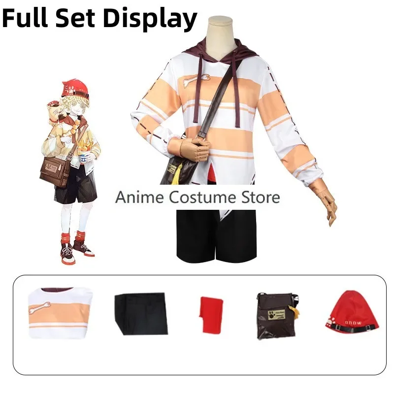 Anime Game Identiteitsbewijs Victor Grantz Postbode Cosplay Kostuum Streep Pullover Lange Mouwen T-Shirt Tas Pruik Man Halloween Pak