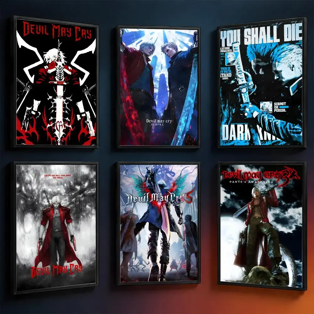Game Devil May Cry DMC Dante Vergil Nero Poster Wall Art PP Waterproof HD Self Adhesive Modern Home Decor Living Room Apartment
