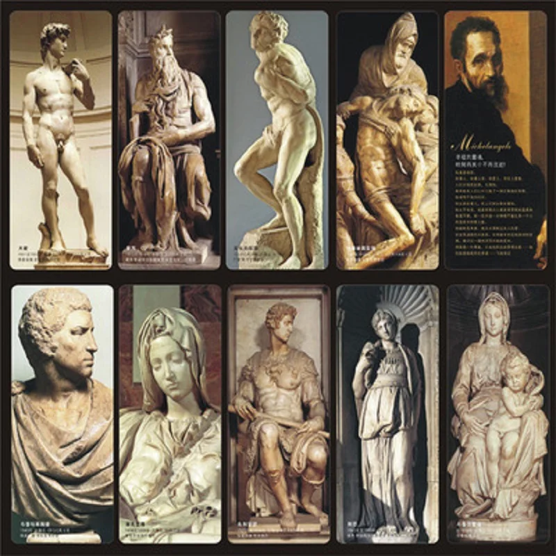    Marque-pages sculpture Michelangelo, 10 pièces, David, Madone, statue en marbre, marque-pages, papeterie d'art occidental, cadeau pour lecteurs