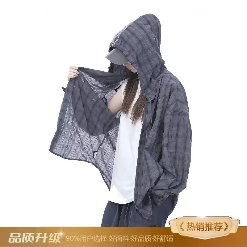 Sunscreen textured checkered shirt, men's and women's summer versatile shirt jacket