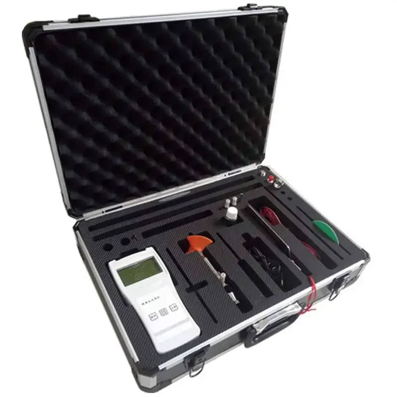 Handheld portable flow meter at sewage outlet, river propeller type flow meter flowmeter