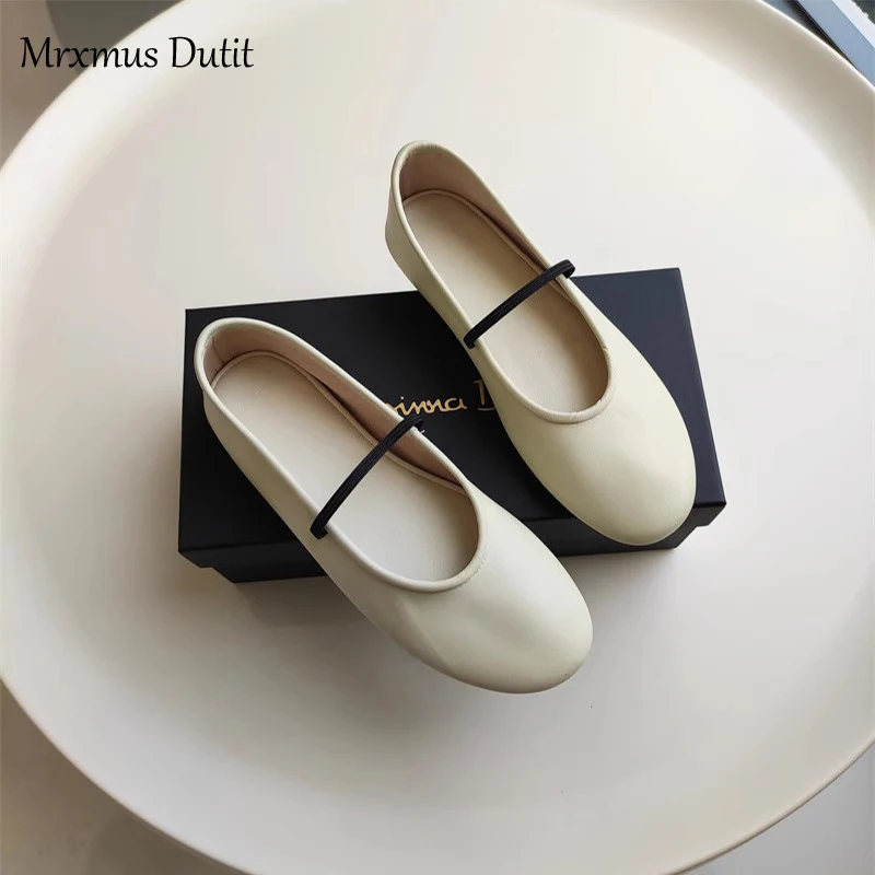 Mrxmus 2023 Spring Summer Fashion New Women Genuine Leather Square Head Shallow Sandals Elegant Simple Casual Shoes FemaleChic