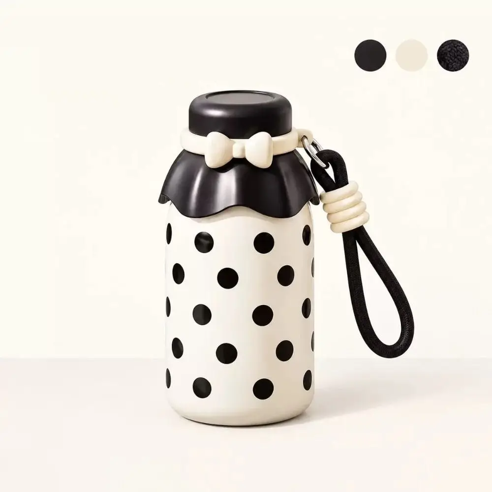 540ml Thermal Water Bottle Polka Dot Stainless Steel Portable Insulated Cup Leak-Proof with Handle Vacuum Flask Coffee Tea
