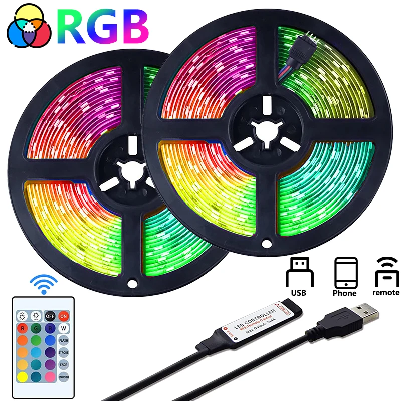 USB Led Light Strip RGB 5050 Bluetooth With Remote Lights Decoration Led Tape Bluetooth Backlight for Bedroom Decorative Lamps