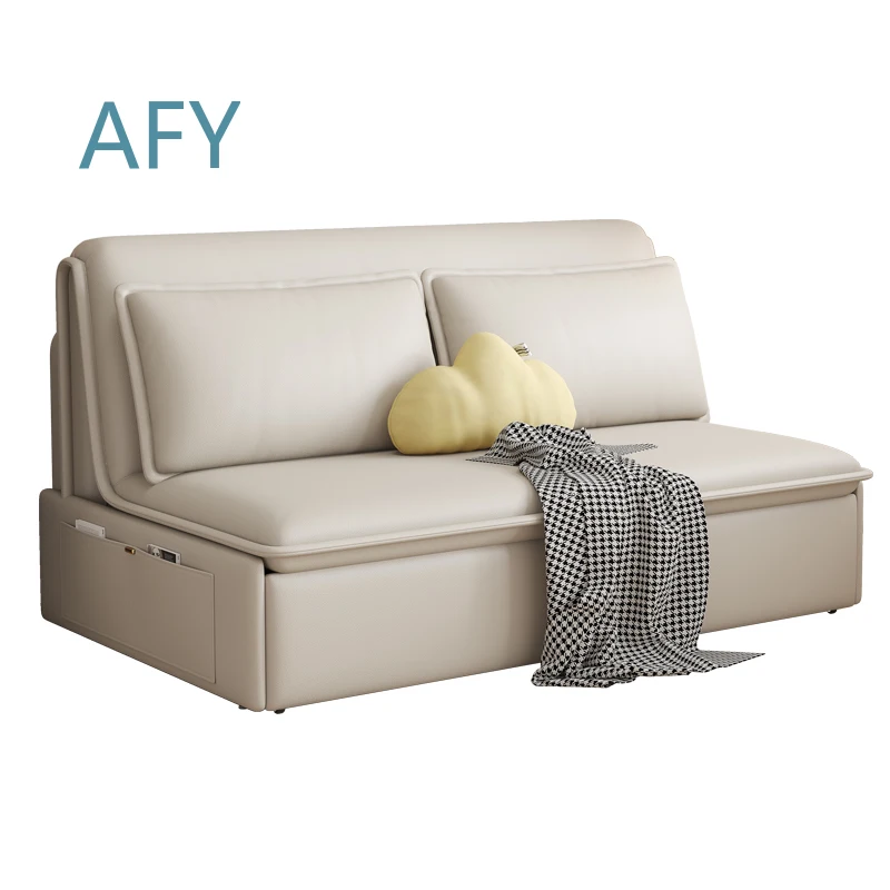 Electric Sofa Bed for Small Apartment Living Room Study Dual-Purpose Folding Multi-Functional Push Pull Intelligent