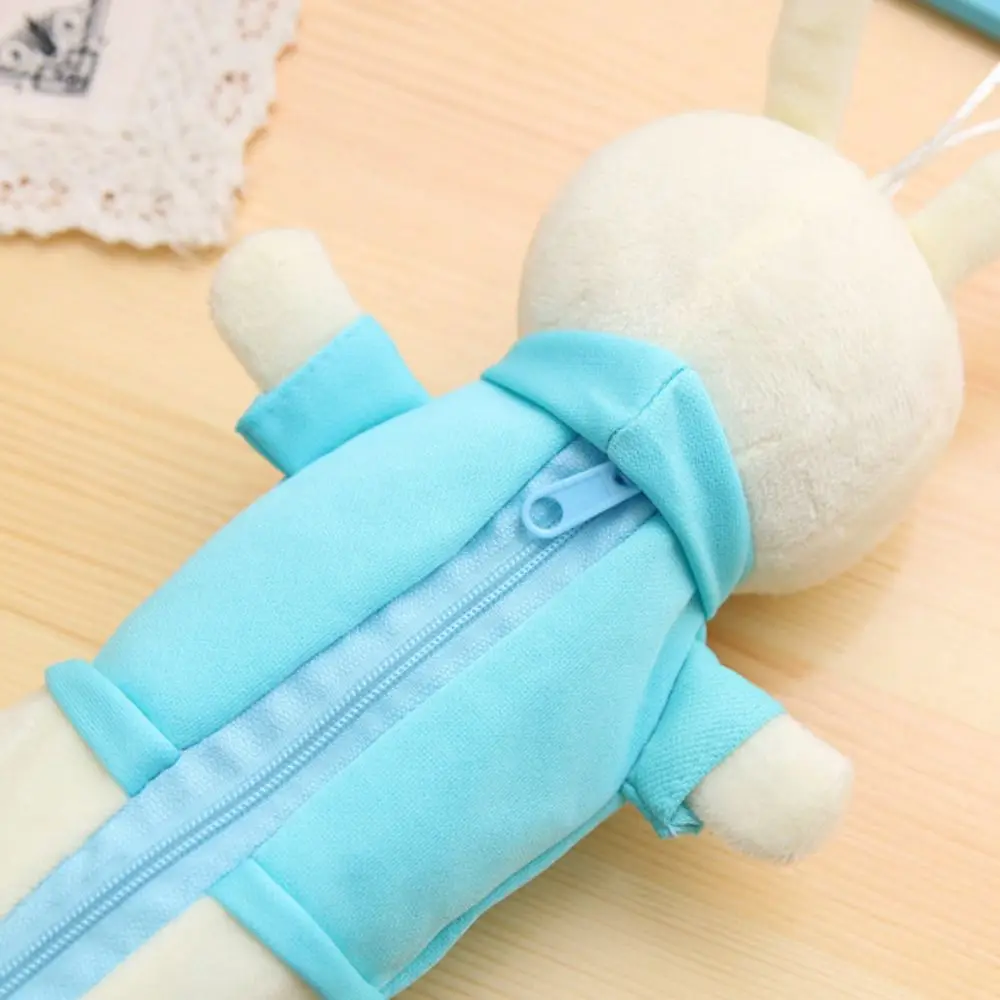 Fashion Simple Plush Rabbit Pencil Bag Kawaii Creative Student Pencil Case Large Capacity Cartoon Stationery Storage Box Gifts